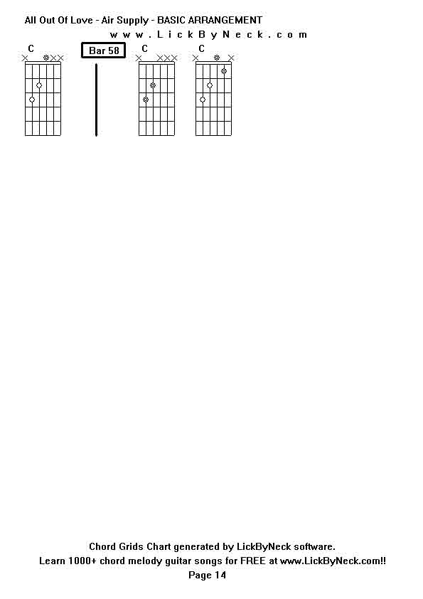 Chord Grids Chart of chord melody fingerstyle guitar song-All Out Of Love - Air Supply - BASIC ARRANGEMENT,generated by LickByNeck software.